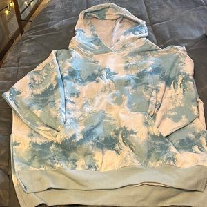 Blue and white tie-dye hoodie